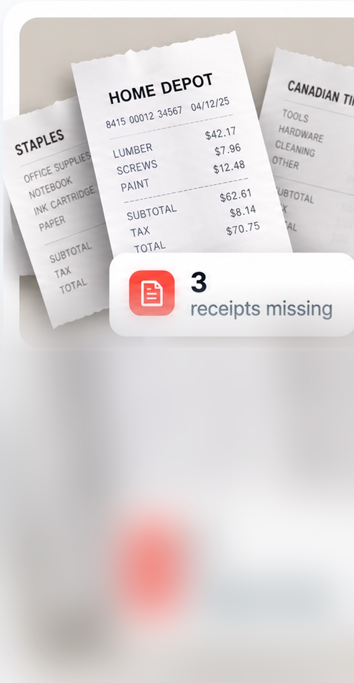 Paper receipts waiting to be matched
